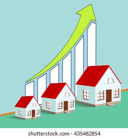 Construction of real estate. Growth chart. Stock vector illustration.