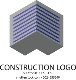 Construction or real estate logo design in 3D style.