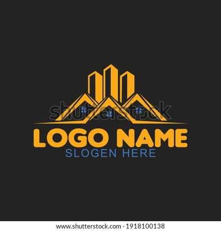 Construction real state gold color logo abstract vector 