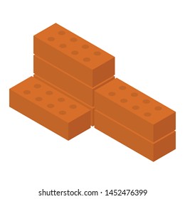 Construction red bricks icon. Isometric of construction red bricks vector icon for web design isolated on white background