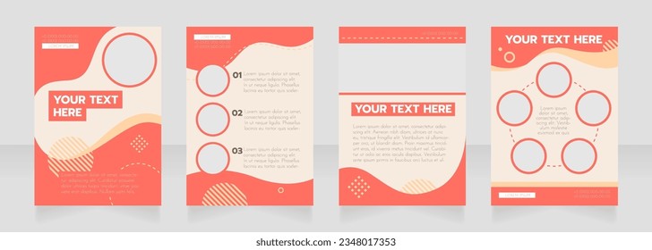 Diseño de folletos rojos ondulados. Información del proyecto. Plantilla de afiches vertical con espacio de copia vacío para texto. Recopilación de informes corporativos prefabricados. Páginas editables de papel