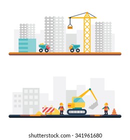 Construction related icons and illustrations, eps 10, no transparencies
