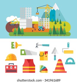 Construction related icons and illustrations, eps 10, no transparencies