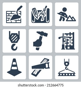 Construction related vector icons set
