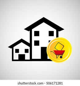 construction remodel wheelbarrow sign graphic vector illustration eps 10