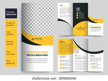 Construction and renovation creative trifold brochure template design