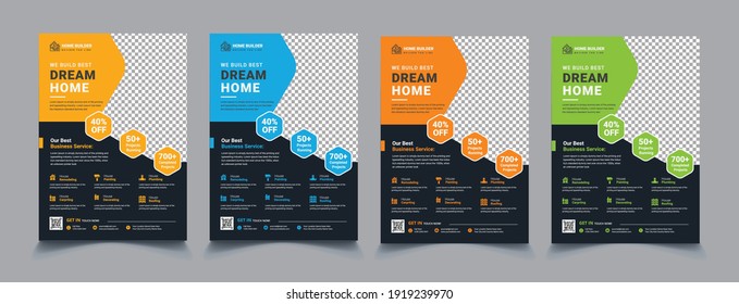 Construction Renovation Flyer Template Design,Construction Flyer Layout design templates for business construction company,House repair cover A4 template for a construction tools report and brochure
