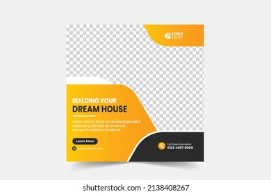 Construction renovation handyman home repair flyer and dream home social media post banner template or real estate banner design