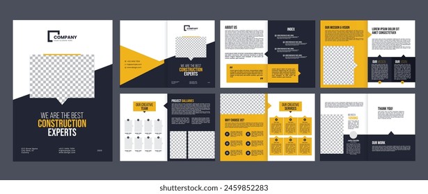 construction renovation handyman home repair brochure design template, profile, annual reports, magazine, business proposal vector.