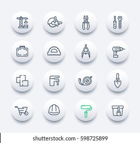 construction and renovation icons set in linear style