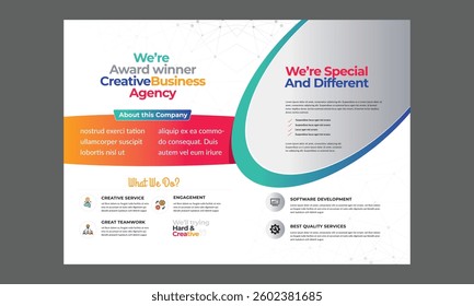 Construction and renovation square trifold brochure design template, Real estate brochure or building construction square trifold. Construction Trifold Brochure Architect Brochure Layout Template