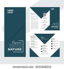 Construction and renovation square trifold brochure design template, Real estate brochure or building construction square trifold. Construction Trifold Brochure Architect Brochure Layout Template.