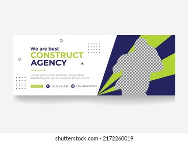 Banner web de renovación de construcción y plantilla de diseño de portada
