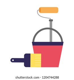 construction repair bucket roller paint and brush