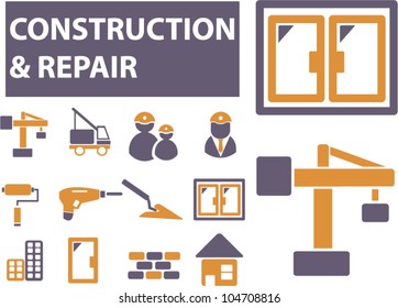 conjunto de iconos de construcción y reparación, vector
