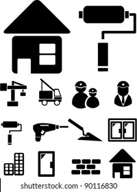 construction & repair icons set, vector illustrations