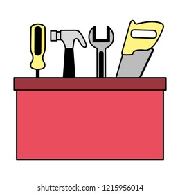 construction repair tool box on white background