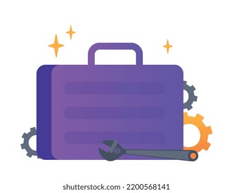 Construction repair tools. Repair and construction of buildings. Collection of troubleshooting tools. Inventory of electricians, plumbers, workers and builders. Cartoon flat vector illustration