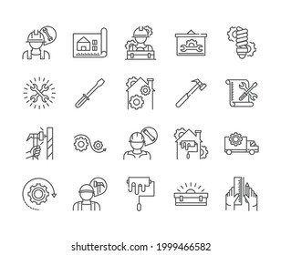 construction and repair tools linear set