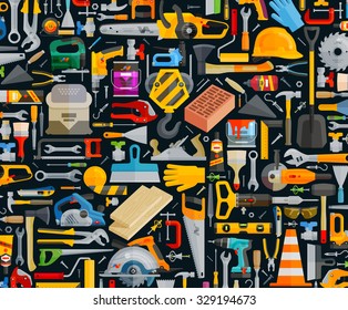 construction and repair. working tools set color icons