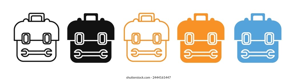 Construction and Repairman Toolbox Icons for Engineering and Maintenance Projects