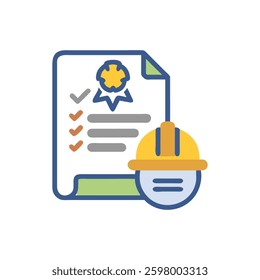 A construction review icon suitable for quality assurance and inspection projects.