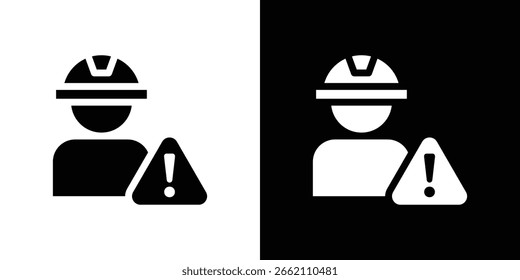 Icono de riesgo de construcción en conjunto de Vector sólido negro plano