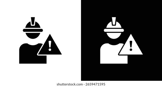 Silueta aislada del icono del riesgo de la construcción en el fondo blanco. Ilustración vectorial.
