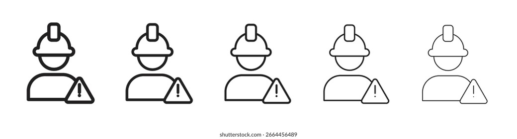 Colección del Vector del arte de la línea del icono del riesgo de la construcción sobre fondo blanco