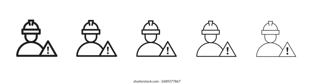 Construction risk icon, outline vector logo illustration, linear pictogram isolated