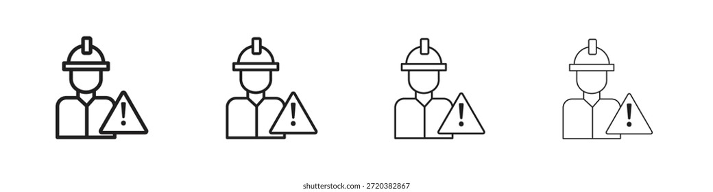 Conjunto de iconos de riesgo de construcción, Ilustración, Negro