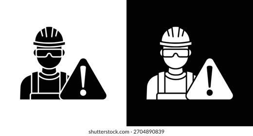 Vector de la silueta del icono del riesgo de la construcción en colores negros. estilo plano del diseño del logotipo del símbolo