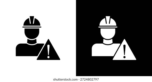 Paquete de diseño de ilustración plana de Vector de silueta de icono de riesgo de construcción.