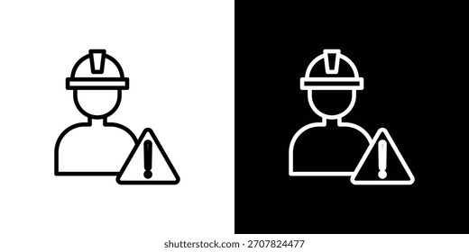 Símbolo de icono de riesgo de construcción en estilo de línea delgada, contorno y trazo para App