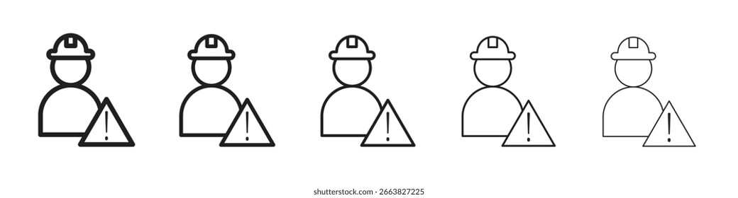 Construction risk icon in thin to bold stroke versions on white background