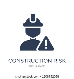 construction risk icon. Trendy flat vector construction risk icon on white background from Insurance collection, vector illustration can be use for web and mobile, eps10