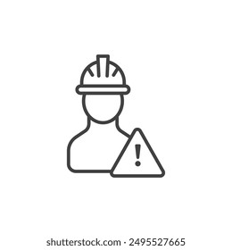 Icono de riesgo de construcción delineado aislado sobre fondo blanco
