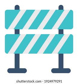 construction road block icon using flat style and dominate blue color