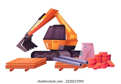 Construcción de edificios de carreteras herramientas de auto concepto abstracto de equipo de excavador. Elemento de ilustración de diseño gráfico de vector
