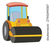 Construction road roller isolated on white background