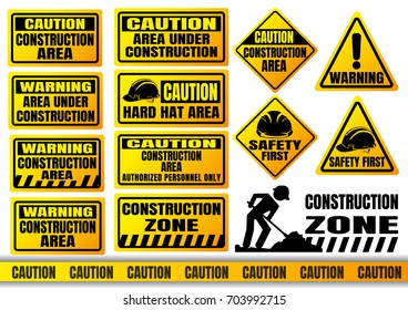 construction road sign set.