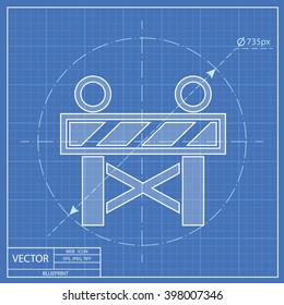 Construction Roadblock Blueprint Icon 