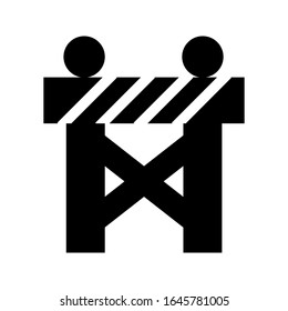 Icono de bloque de carreteras de construcción sobre fondo blanco