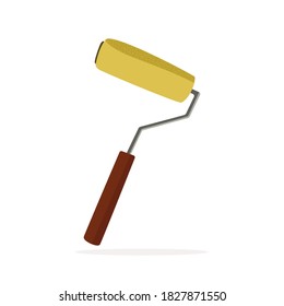 Construction roller for renovating an apartment, office or other premises. Painting walls, floors or decor. Colored icon for website design. Vector illustration