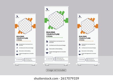 Construction Roll-Up Banner Design | Professional Contractor Advertising Display