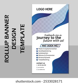 Construction roll-up banner design template