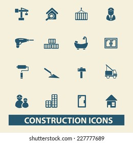 construction, room services, engineer icons, signs, illustrations set, vector