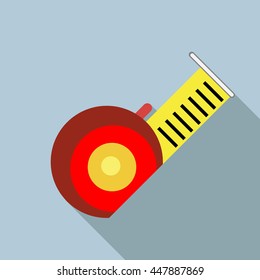 Construction roulette icon in flat style with long shadow. Tools symbol