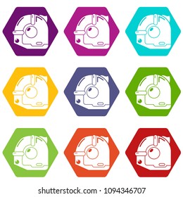 Construction roulette icons 9 set coloful isolated on white for web