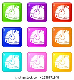 Construction roulette icons set 9 color collection isolated on white for any design